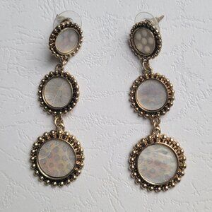 White Golden Color Long Earrings